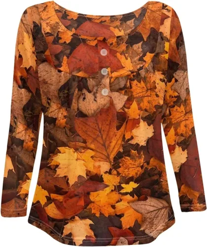 Miniatura 3 de Blusa casual de manga larga para mujer, cuello en V, con botones, ropa de dormir