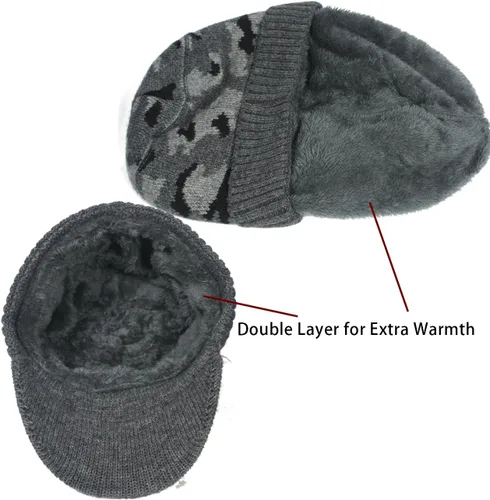 Miniatura 5 de Dahlia Gorro para hombre con visera - lana, sombrero de invierno con borde, forro polar