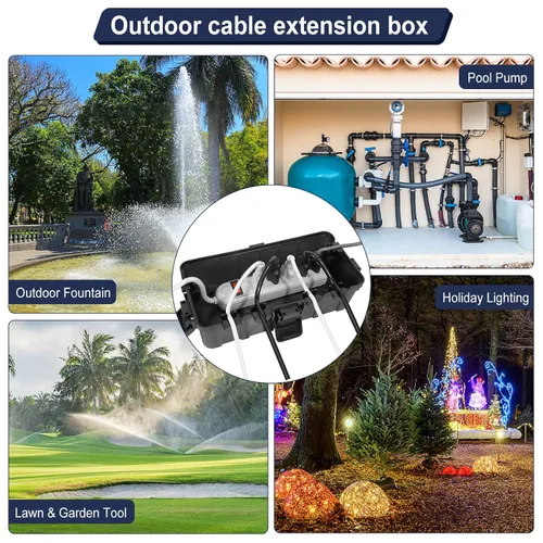 Miniatura 7 de Caja eléctrica mediana para exteriores (11.6 x 5.2 x 4.1 pulgadas), cubierta de cable de extensión impermeable IP54 con entrada de 6 cables, caja