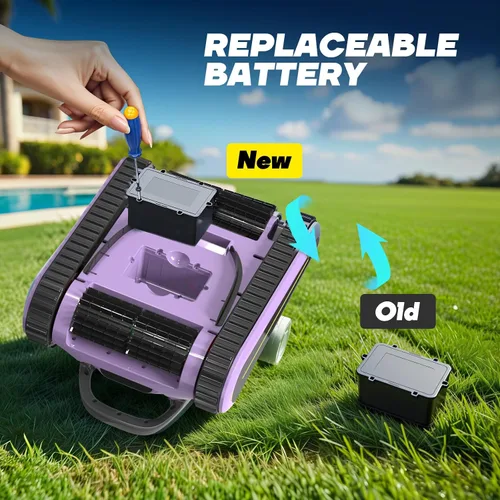 Miniatura 5 de Aspiradora de piscina para piscina sobre el suelo para piscinas en el suelo, tiempo de funcionamiento de 2.5 horas, limpiador robótico inalámbrico