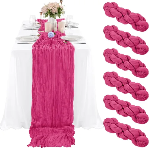Miniatura 51 de 10 piezas de camino de mesa de estopilla en azul bebé 10 pies, camino de mesa de gasa para recepción de boda, despedida de soltera, fiesta