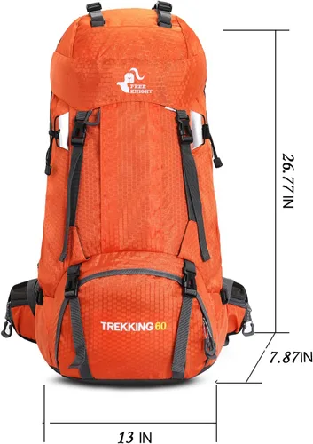 Miniatura 2 de Bseash Mochila impermeable de 60 L para senderismo y campamento con cubierta para lluvia, mochila grande para deportes al aire libre, mochila