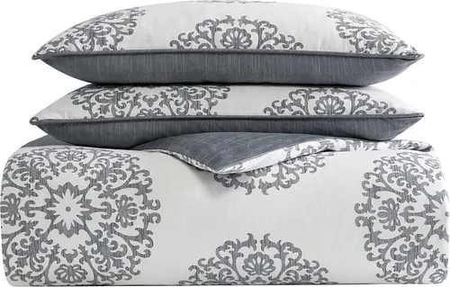 Miniatura 5 de Stone Cottage - Juego de funda de edredón tamaño Queen, ropa de cama reversible de satén de algodón con fundas a juego, juego de cama ideal