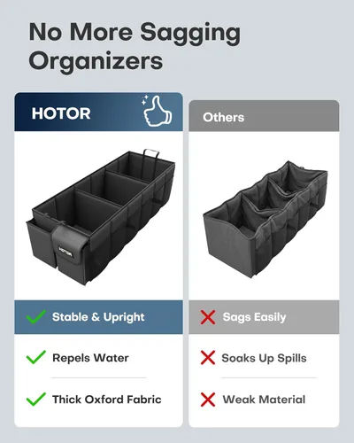 Miniatura 6 de HOTOR Organizador de maletero para coche y SUV, organizador de automóvil resistente con enfriador extraíble, organizador de maletero plegable grande