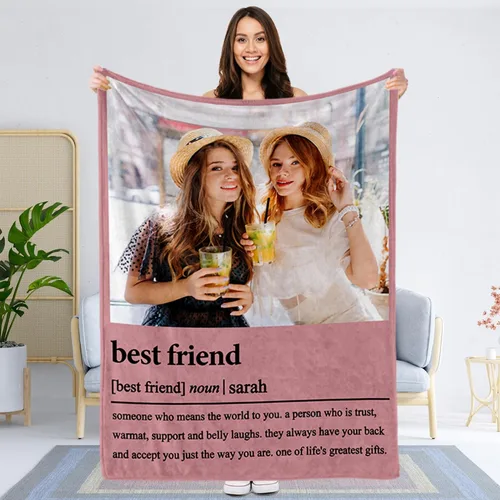 Regalos de cumpleaños para mejores amigas, regalos de manta personalizada con foto y nombre, regalos de cumpleaños personalizados para mejores