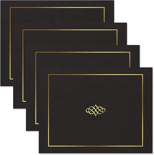 Miniatura 4 de Colección de certificados Ornate Empire Award - Incluye 25 papeles certificados (blanco/dorado), 25 carpetas de lino pesado (negro/dorado), 25