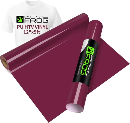 VINYL FROG - Rollo de vinilo de transferencia de calor, vinilo termotransferible de 12 x 5 pies, vinilo burdeos para planchar, para camisetas,