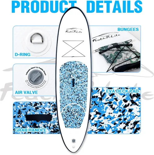 Miniatura 4 de FEATH-R-LITE Tabla de paddle surf inflable ultraligera de 10 pies x 30 pulgadas/10 pies 6 pulgadas x 33 pulgadas, para todos los niveles