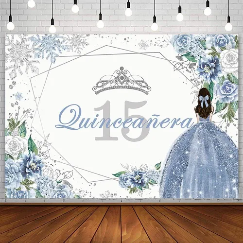 Sendy Telón de fondo de quinceañera de 8 x 6 pies para fiesta de cumpleaños de 15 años de Dulce Girl Mis Quince Anos, decoración de fiesta de