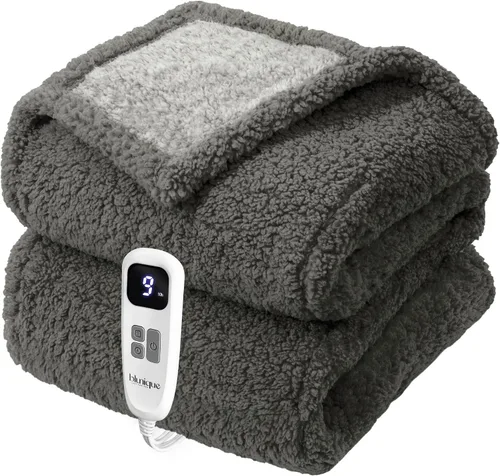 Miniatura 11 de Heated Blanket Electric Blanket Queen - Fast Heating Blanket Throw Dual Control Double Sided Sherpa with 10 Heating Levels & 2-10 Hours Auto Off