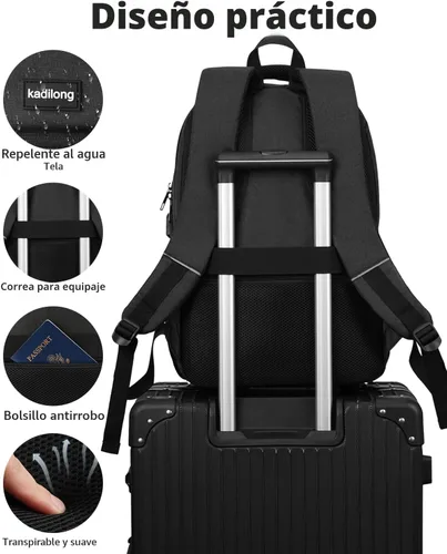 Miniatura 3 de kadilong Mochilas escolares para adolescentes y niños, mochila para laptop para hombre, bolsa de computadora universitaria con puerto de carga USB