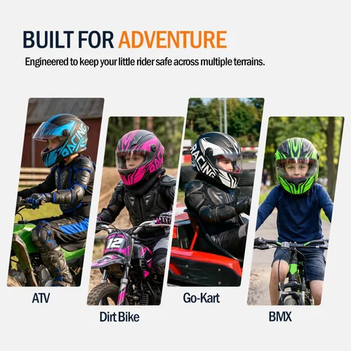 Miniatura 6 de Casco de motocicleta de cara completa para niños, casco de motocicleta para niños, motocross, ATV, motocross, 4 ruedas, Street Racing Offroad, casco
