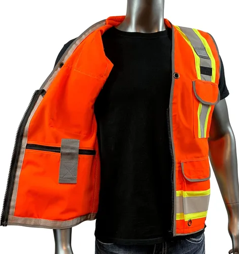 Miniatura 5 de REXZUS A Chaleco Reflectante Clase 2 Heavy Woven Dos Tonos Ingeniero Hi Viz Chaleco de Seguridad 3M 8712 Cinta Naranja