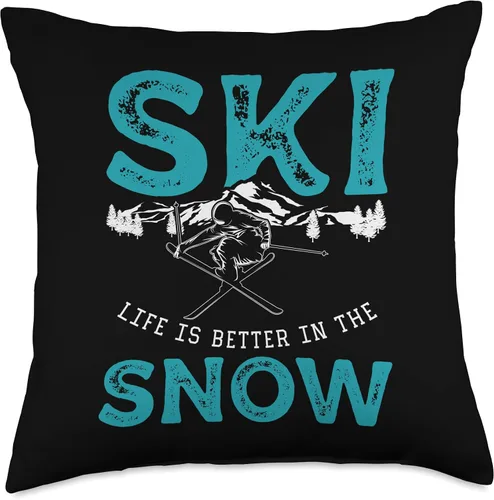 Miniatura 5 de Ski Life Better In The Snow Skiing Skier Gift Life Better in The Snow Cojín de esquí de esquí, 16 x 16 pulgadas, multicolor