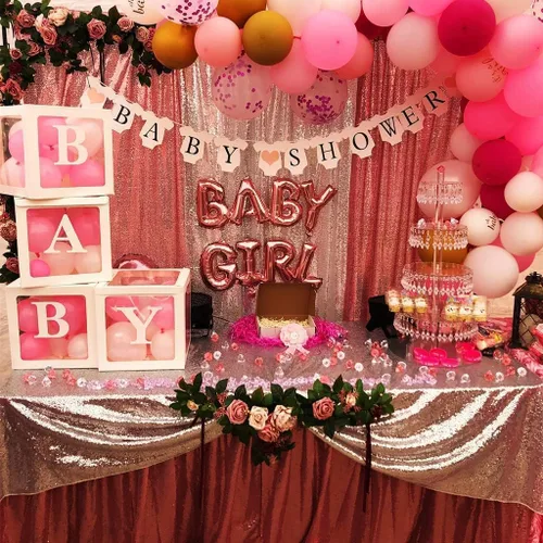 Miniatura 2 de Poise3EHome - Cortinas de lentejuelas fucsia rosa, 2 paneles de 2 pies x 8 pies, fondo de purpurina para fiesta, cumpleaños, baby shower, boda, Rosa