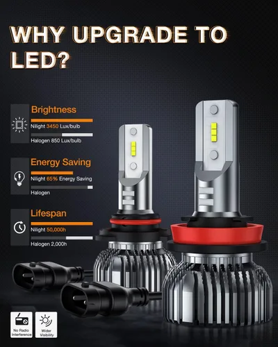 Miniatura 3 de Nilight Bombillas LED 9005/HB3 H11/H9/H8, combo de bombillas antiniebla de haz alto y bajo, 6000 K blanco frío IP67, Plug and Play, paquete de 4
