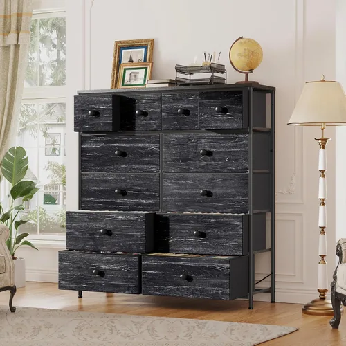 Miniatura 5 de Romorgniz - Cómoda para dormitorio con organizador de cajones de almacenamiento, cómodas y baúles de tela, marco de metal resistente, parte superior