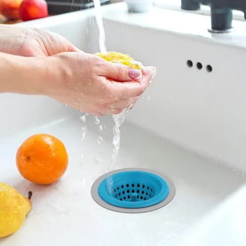 Miniatura 3 de OGGI Tapón de fregadero de silicona y metal, gran tapón para fregadero de cocina, tapón de drenaje de silicona, tapón de fregadero, borde de metal