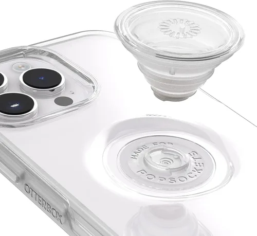 Miniatura 4 de OtterBox Funda Clara de la Serie Symmetry Otter + Pop para iPhone 14 Pro (SOLAMENTE) - Clara, PopGrip PopSockets Integrado, Delgada, Apta