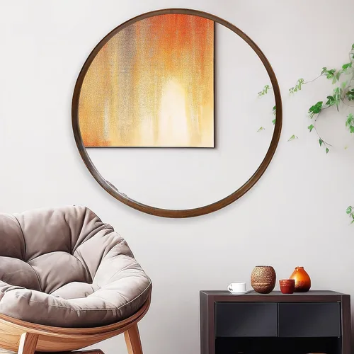 Miniatura 17 de MAGFLERUM Juego de 2 espejos redondos de madera de 17" - Espejo de pared bohemio de círculo pequeño para guardería, decoración para dormitorio, sala