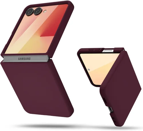 Miniatura 48 de oakxco Funda para teléfono Samsung Galaxy Z Flip 4, agarre de silicona líquida, bonita fina delgada cubierta de gel TPU de goma suave lisa