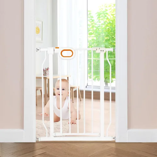 Miniatura 11 de owlie Puerta para bebés de interior de 75 a 85 pulgadas, puerta de seguridad extra ancha para perros, puerta de escalera grande, puertas ajustables