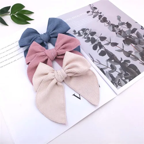 Miniatura 4 de Pinzas para el cabello con lazo de pana Fable para bebés, niñas y mujeres, grandes pinzas con lazo de terciopelo, accesorios para niños pequeños