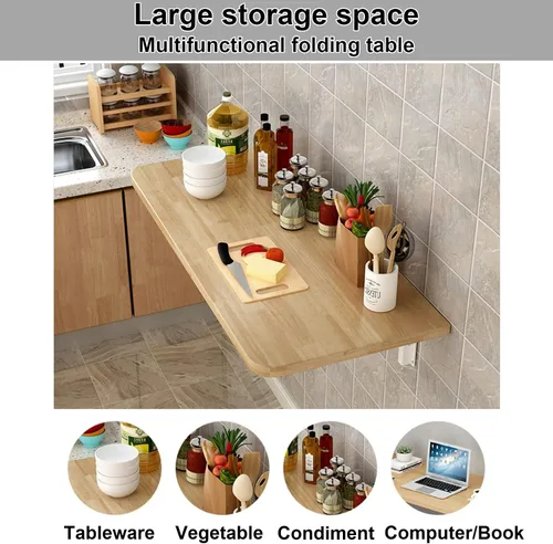 Miniatura 4 de Mesa plegable para lavandería, mesa plegable de hojas colgantes para montaje en pared, escritorio para computadora, soporte plegable resistente
