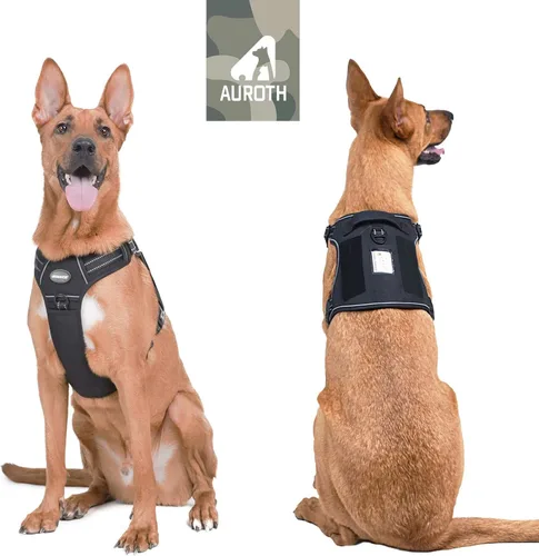 Miniatura 8 de Auroth - Arnés táctico para perros grandes, sin tirones, arnés ajustable para mascotas, reflectante, K9, entrenamiento, trabajo, de fácil control