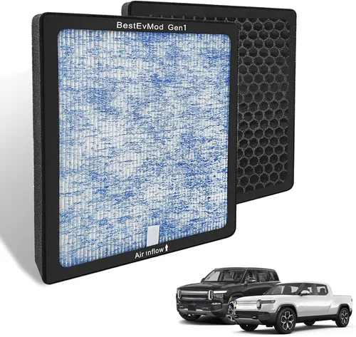 BestEvMod Filtro de aire H14 Gen1 compatible con Rivian R1T y R1S 2022 2023 2024 Filtro de aire de repuesto HEPA H14, accesorios de carbón activado