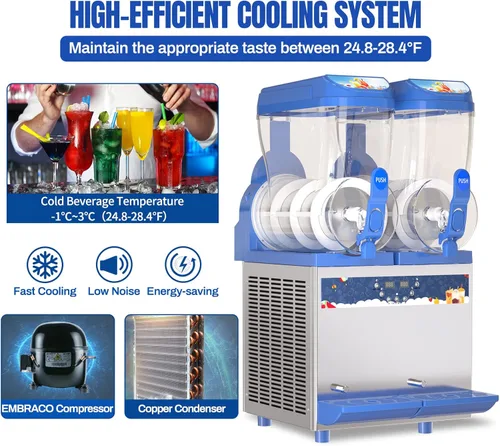 Miniatura 5 de XPW Máquina comercial de granizado 1000 W 30L Tanques Máquina comercial para hacer granizados Máquina de Margarita de acero inoxidable 304 Máquinas