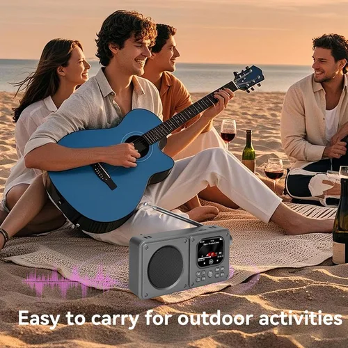 Miniatura 6 de Sanpyl Radio de video AM FM con altavoz Bluetooth 5.4, soporte de radio recargable reproductor MP3 MP4, con conector para auriculares de 0.138 in