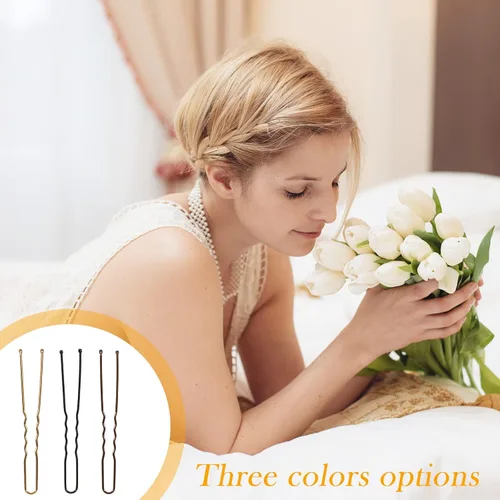 Miniatura 7 de Alfileres en forma de U en estuche, 200 pinzas doradas para el cabello a granel para mujeres, 2.4 pulgadas, grandes y fuertes sujetadores
