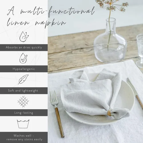 Miniatura 2 de MagicLinen Servilletas de 100 % lino, servilletas de tela de cocina reutilizables para uso diario, juego de 4 servilletas ecológicas para mesa