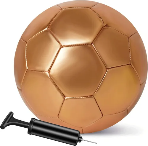 Balón de fútbol dorado con purpurina con bomba y aguja, kit de pelota de fútbol para regreso a la escuela, regalos de cumpleaños, pelota de