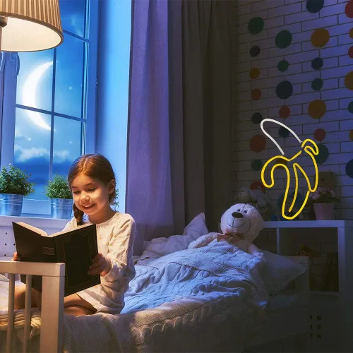Miniatura 4 de ENUOLI Letreros de neón de plátano, luz de neón de plátano de 11.4 x 7.9 pulgadas, luces LED de neón para decoración de pared, lámparas nocturnas