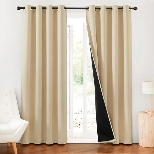 Miniatura 13 de RYB HOME Cortinas 100% opacas con forro blanco, cortinas de lino natural, cortinas de servicio Haeavy Duty, tratamiento de ventana con aislamiento