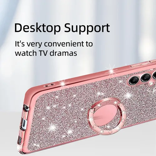 Miniatura 5 de Funda para Samsung A14 0.18 oz, Galaxy A14 0.18 oz Case para mujer con purpurina de cristal suave TPU transparente de lujo Bling linda funda
