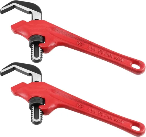 SEUNMUK 2 llaves hexagonales de 9-1/2 pulgadas, llave de tubo compensada, herramientas de plomería ajustables de tubo de acero resistente, con mango