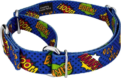 Miniatura 3 de Country Brook Petz - Collar y correa azul Super Dog Martingale - Colección Geek Chic con diseños para cualquier mega fan (1/2 pulgada, 2XS)