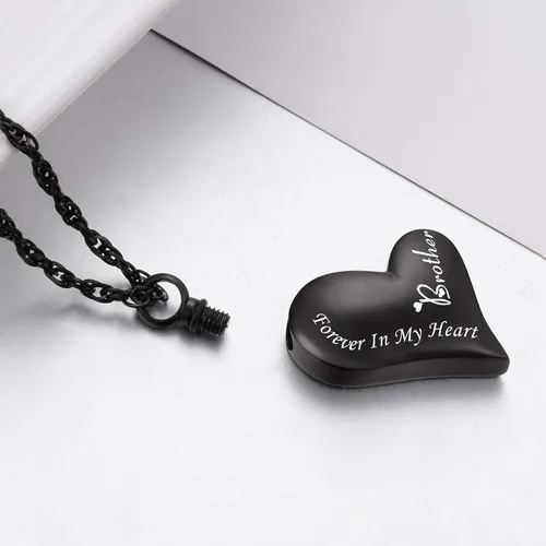 Miniatura 5 de XIUDA Collar con colgante de urna para cenizas "Forever in My Heart", collar de joyería de acero inoxidable para papá, mamá, esposo, esposa