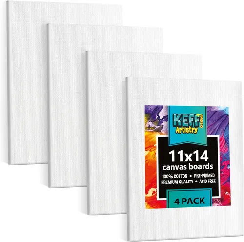 Miniatura 27 de KEFF Lienzo para pintar, paquete de 5 lienzos de 8 x 10 pulgadas, lienzos pequeños 100% algodón con triple imprimación para pintura. Mini lienzos a