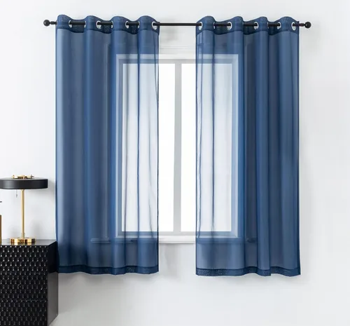 Miniatura 27 de DUALIFE Cortinas Amarillas de 72 Pulgadas de Largo para Dormitorio Juego de 2 Paneles con Ojales Ventana Semi Voile Filtrado de Luz Cortinas