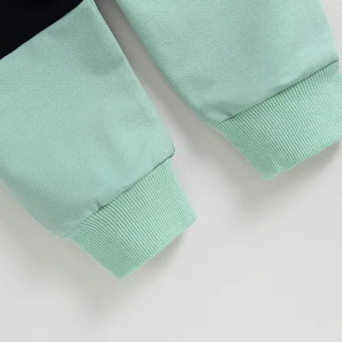 Miniatura 7 de Conjunto de ropa de otoño e invierno para bebé niño pequeño, sudadera de manga larga con colores contrastantes, pantalones elásticos para recién