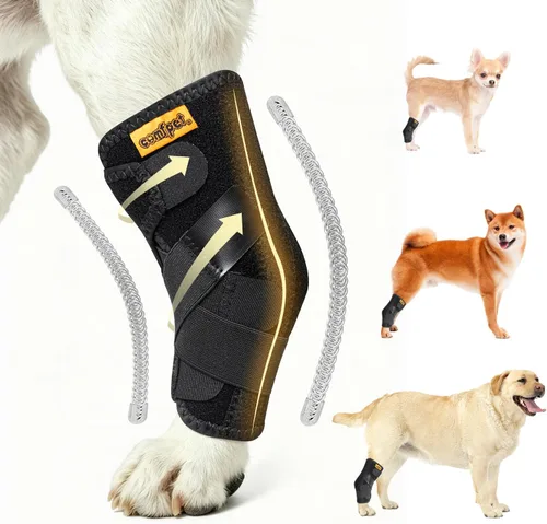Rodillera de corvejón para perros medianos (6.8-18 kg), soporte ajustable para pierna trasera para Beagle, Cocker Spaniel, Bulldog, alivio