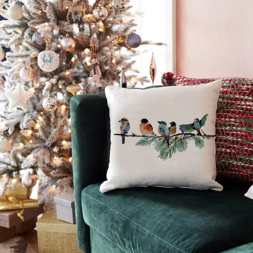 Miniatura 2 de RABUSOFA Fundas de Almohada Navideñas 18x18 Pulgadas Pájaros Decoraciones Navideñas Invierno Fundas de Cojín Decorativo Navidad Pájaros Decoración