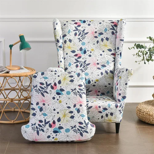 Miniatura 10 de Fundas para silla Wingback, 2 piezas, fundas elásticas elegantes para silla de ala con parte inferior elástica, protector de muebles para Hojas
