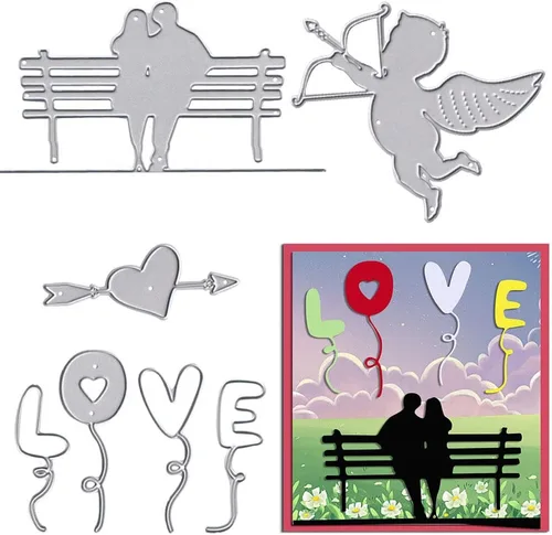 Miniatura 7 de ABTOLS Troqueles de corte de palabras para el día de San Valentín para hacer tarjetas, marco de corazón, troqueles de flores de amor, plantilla