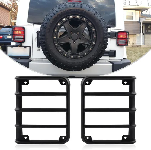 Fundas de luz trasera JK para Jeep Wrangler, Wrangler trasero protector de luz trasera de metal JK compatible con Jeep Wrangler JK y JKU 2007-2018,