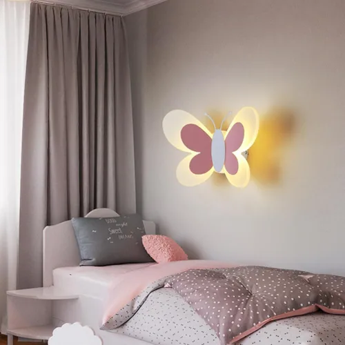 Miniatura 5 de Angoily Lámpara de pared de mariposa LED rosa aplique de pared LED luces de noche noche de mariposa interior para lámpara decorativa